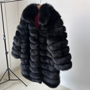 Luxury Black Genuine Fox Fur <b>Jacket</b> for <b>Men</b> Winter <b>Long</b> Style Real Fur Overcoat With Zipper Plus Size Classic Style Fur Coat - Product Image 6