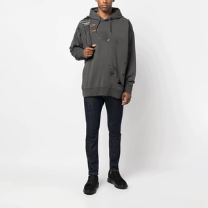 Sudadera con capucha personalizada de fábrica OEM con diseño desgastado, 420GSM, logotipo y etiqueta personalizados, 100% algodón, sudaderas gruesas. - Product Image 1