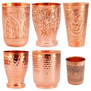 Artisan Craft Copper Glass Tumbler Handmade Ayurvedic Drinking Water Cup Metal <b>Drinkware</b> Export Supplier - Product Image 5