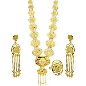 Juego de Joyería de Moda Chapada en Oro de 14K, 18K y 24K al por Mayor, Collar Largo Estilo Dubai Tradicional, Juego de Joyería Nupcial de Diseño Turco - Product Image 1