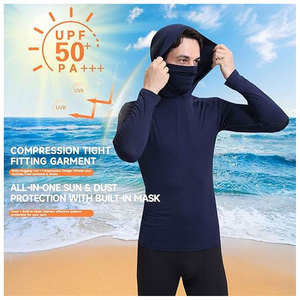 เสื้อฮู้ดป้องกันแสงแดด UPF 50 พลัสสำหรับผู้ชาย เสื้อเชิ้ตแขนยาวระบายความชื้นพร้อมหน้ากากในตัว สำหรับตกปลาและเดินป่า - Product Image 6