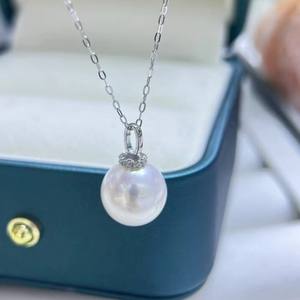 Natural Freshwater Pearl Edison Pendant 925 Silver Round with Strong Light 10-11mm <b>Fashionable</b> <b>Necklace</b> with Nipple Clasp - Product Image 4