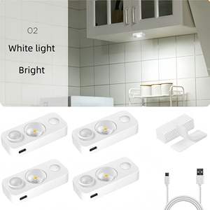 4PCS Rechargeable LED Motion-Sensing Bulbs <b>Wireless</b> Stick-On Night <b>Lights</b> for Drawers & Shelves Cabinet Lighting - Product Image 1