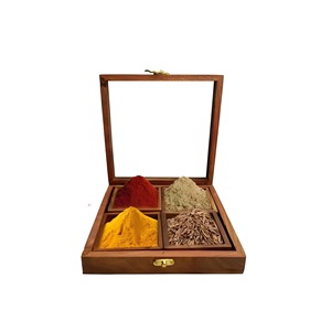 Boîte à épices écologique en bois de manguier et d'acacia, boîte à masala de haute qualité d'Inde à prix de gros - Product Image 2