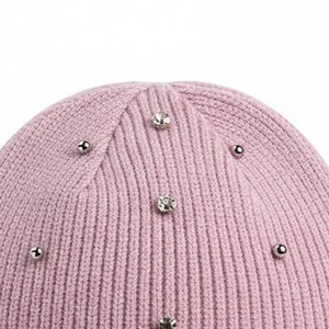 Bonnet en tricot pour femme avec strass, confortable, tendance hiver, couleur unie, pour un usage quotidien - Product Image 5
