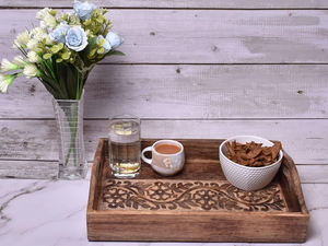 Acacia Wood Polished Portable Octagon Serving Tray for Catering Coffee <b>Table</b> <b>Kitchen</b> or Home Decor - Product Image 4