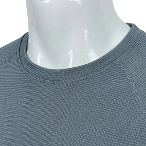 เสื้อยืดคอกลมแขนสั้นผู้ชายสีทึบแห้งเร็วผ้าถักสวมใส่สบายๆสีเทา - Product Image 5