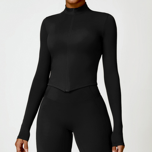 Ropa de Yoga Personalizada para Mujer, Chaquetas Ajustadas Transpirables de Spandex con Cierre para Gimnasio, Fitness, Running, Pilates, Precio Económico al por Mayor, OEM - Product Image 2