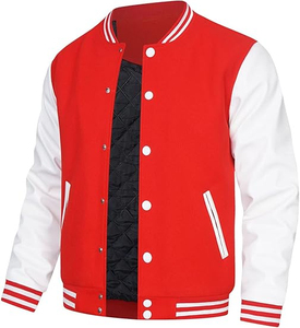 OEMODM Custom <b>Men's</b> Varsity <b>Jackets</b> Faux Leather Sleeve Letterman Boys College <b>Baseball</b> <b>Jacket</b> Letterman Varsity <b>Jacket</b> <b>for</b> <b>Men</b> - Product Image 4