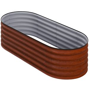 Fioriera in Metallo Zincato 4.9x2ft, Rialzata e Impilabile, con Bordo di Sicurezza, Marrone - Forniture da Giardino - Product Image 1