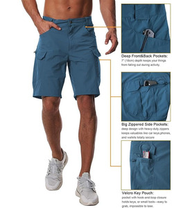 Shorts décontractés pour hommes en molleton 100 % coton, coupe classique, taille haute élastique, anti-plis, multi-poches, couleur personnalisée brodée - Product Image 3