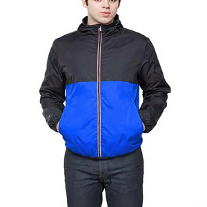 Men's Hooded Color Blocking Jacket Windproof Zipper Closure Casual Autumn Wear Regular Fit Polyester Material - Product Image 4