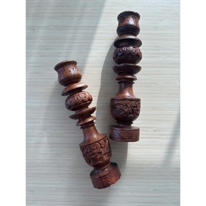 Porte-bougie en bois de Sheesham avec détails floraux sculptés - Vente en gros - Product Image 2