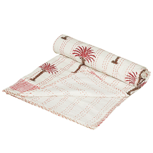 Indian Handmade Kantha Quilt Cotton <b>Bedspread</b> Printed Floral Bedding Throw Washable Home Use - Product Image 1