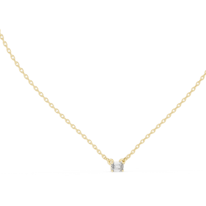 18kt Minimalist Gold <b>Pendant</b> <b>Emerald</b> Cut Lab Grown Diamond Rhodium Plated IGI Certified for Women's Wedding Engagement Daily - Product Image 1