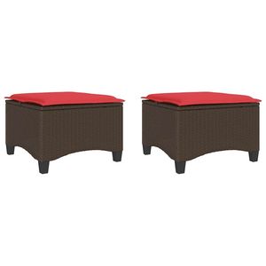 2 tabourets de patio en polyrotin marron avec coussins 21,7''x21,7''x14,2'', ensemble de meubles de patio élégants - Product Image 2