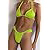 Conjunto de Bikini Halter Verde Neón para Mujer, Traje de Baño de Dos Piezas de Color Sólido, Tanga, Tela Elástica, Ropa de Playa - Product Image 4