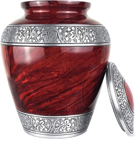 Customized Red Color Aluminium Cremation Urns American Style Adult Memorial Urns Flower Printed Funeral Decorations Colorful - Product Image 1