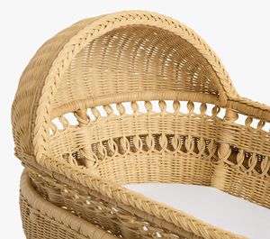 Cesta de mimbre premium tejida a mano con forma de concha para bebé, con colchón suave – Cesta natural para guardería - Product Image 3