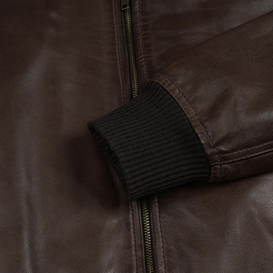 Men’s Black Leather <b>Jacket</b> – Classic Casual Streetwear with Zipper Closure and Comfortable Fit Quick Dry Breathable <b>Long</b> Sleeves - Product Image 4