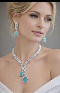 Colgante nupcial de circonita azul, chapado en plata, elegante collar de boda, regalo de cumpleaños para mujer - Product Image 4