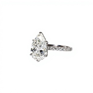 Luxury Lab Grown Pear Diamond Engagement <b>Ring</b> Teardrop Shape 14K 18K Gold 925 Solid Sterling <b>Silver</b> Pave Engagement Halo <b>Ring</b> - Product Image 1