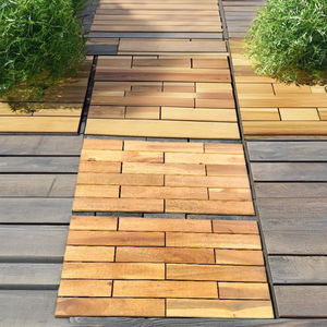 Dalles de terrasse extérieures emboîtables de haute qualité / Revêtement de sol en bois, taille 300 x 300 mm, décor balcon, jardin, allée, terrasse, patio. - Product Image 5