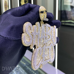 Pendentif Hip Hop Personnalisé Lettre Initiale VVS Moissanite pour Hommes et Femmes, en Argent Sterling Plaqué Rhodium, Breloque Givrée de Luxe - Product Image 3