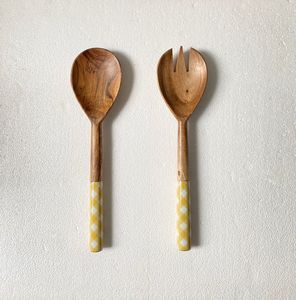 Servidor de ensalada de madera y resina de diseño artesanal para servir ensaladas en el hogar, la cocina, fiestas y eventos a un precio muy económico. - Product Image 4