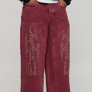 Custom Plain Fashion Denim <b>Jeans</b> Classic baggy Stonewashed Premium quality 100% Cotton Hip Hop Relaxed Fit men's pant - Product Image 4