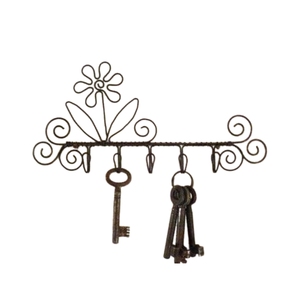 Handcrafted Metal Wire Floral <b>Wall</b> Mount <b>Key</b> <b>Rack</b> Decorative 10-Hook <b>Key</b> Holder <b>for</b> Home Entryway - Product Image 6