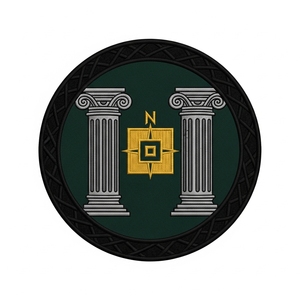 Emblema Masónico Bordado Color Granate con Símbolo de Triángulo y Cuadrado Negros, Insignia Termoadhesiva para Uniformes de Logia - Product Image 6