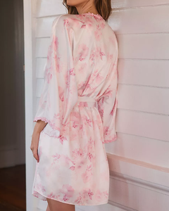 Robe de chambre luxueuse et sexy, <span class=keywords><strong>peignoir</strong></span>, satin imprimé, style personnalisé d'été, vêtements de nuit pour femmes, ensemble de pyjama - Product Image 5