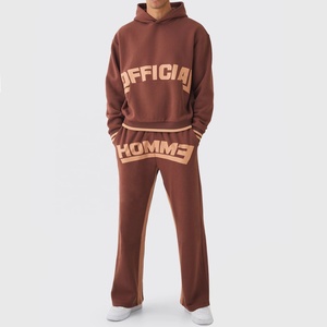 Venta al por mayor XXL Regular Fit Trajes de chándal de los hombres de doble capa 100% de algodón Drop Shoulder Hoodies Custom Printed Logo Heavy Weight - Product Image 1
