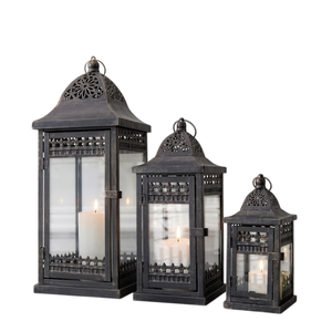 Classic Decorative Candle <b>Lantern</b> Vintage Hanging <b>Lantern</b> Metal Candle Holder Glass Wind <b>Light</b> For <b>Indoor</b> Outdoor Garden Party - Product Image 6