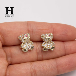 Pendientes de Lujo con Forma de Oso de Peluche, Oro de 14K, Diamantes VVS Cultivados en Laboratorio, Pendientes de Animales para Mujer, Joyería Brillante con Diamantes Certificados por IGI - Product Image 5