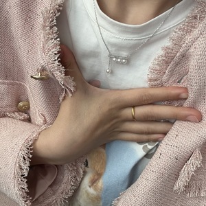 Collar de Plata S925 con Barra de Equilibrio y Perlas Naturales de Agua Dulce de 5-6 mm Perfectamente Engastadas - Product Image 4