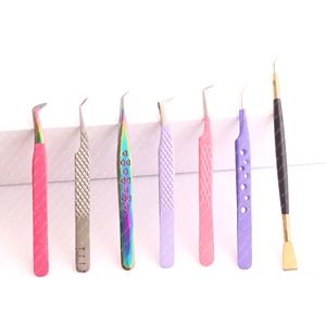 Pince à épiler d'extension de cils de vente chaude pince à épiler conception de trou de poignée de diamant outils de cils de greffage personnalisés - Product Image 1