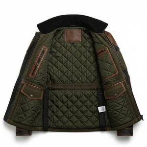 dark green and <b>brown</b> Kuroblade S.T.A.L.K.E.R. cosplay <b>jacket</b> with black detailing and <b>leather</b> patches - Product Image 2