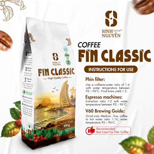 เมล็ดกาแฟแท้ 90% โรบัสต้า 10% อาราบิก้า คั่วกลาง-เข้ม รสหวาน พรีเมียม OEM บรรจุภัณฑ์ขนาดใหญ่ 1 กก. ผลิตจากโรงงานในเวียดนาม - Product Image 3