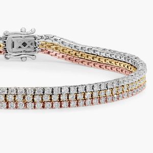 Pulsera de tenis de lujo para mujer con diamantes naturales de corte brillante redondo de cuatro puntas en oro blanco - Product Image 5