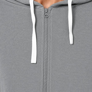 Sweat-shirt unisexe gris à capuche et fermeture éclair, coupe classique, couleur unie, en molleton tricoté, manches longues, pour l'hiver, 100% coton, avec poche - Product Image 5