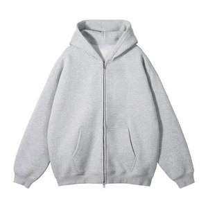 Men's <b>White</b> <b>Oversized</b> Zip-Up <b>Hoodie</b> Fleece Casual Hooded Sweatshirt Regular Fit Solid Color Pocket Design Autumn Wear - Product Image 6