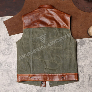 Chaleco de Motociclismo de Diseño Personalizado, Estilo Nuevo, 100% Cuero Vacuno y Tela de Lona, con Parches de SONS OF ANARCHY - Product Image 3