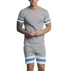 Tenues 2 pièces décontractées pour hommes, ensemble t-shirt et short à col rond de haute qualité, tissu tricoté doux respirant, vente en gros 100% - Product Image 2
