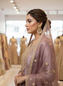 Designer Festive Wear <b>Silk</b> <b>Kurta</b> Sharara Set with Heavy Embroidery Work - Product Image 4