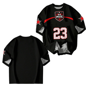 เสื้อยืดอเมริกันฟุตบอลแบบใหม่ ฮิปฮอป แขนสั้น เสื้อยืดลำลองสไตล์สตรีทแฟชั่นฤดูร้อน เสื้อยืดกีฬาหลวมๆ สตรีทแวร์ ผู้จำหน่าย - Product Image 1