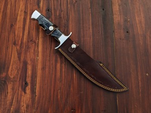 Couteau Bowie à pointe clip artisanaux, lame en acier D2, manche en bois, étui en cuir, pour l'extérieur, personnalisable OEM/ODM, DIY - Product Image 5
