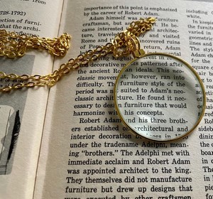 Vintage Brass Magnifying Glass with Chain Pendant High Definition Lens Handheld Reading Tool for <b>Books</b> Jewelry Coins Stamps Gift - Product Image 2