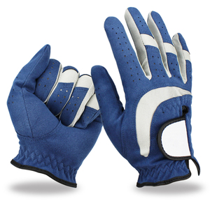 Gant de golf droitier 2026 en cuir véritable bleu et blanc, antidérapant, à enfiler, unisexe, coupe sport - Product Image 1